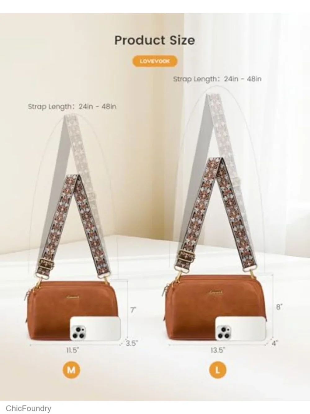 Small Travel Crossbody Bag with RFID Anti Theft and 2 Adjustable Straps